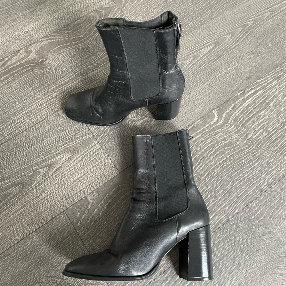 Topshop Leather Black Ankle Boots